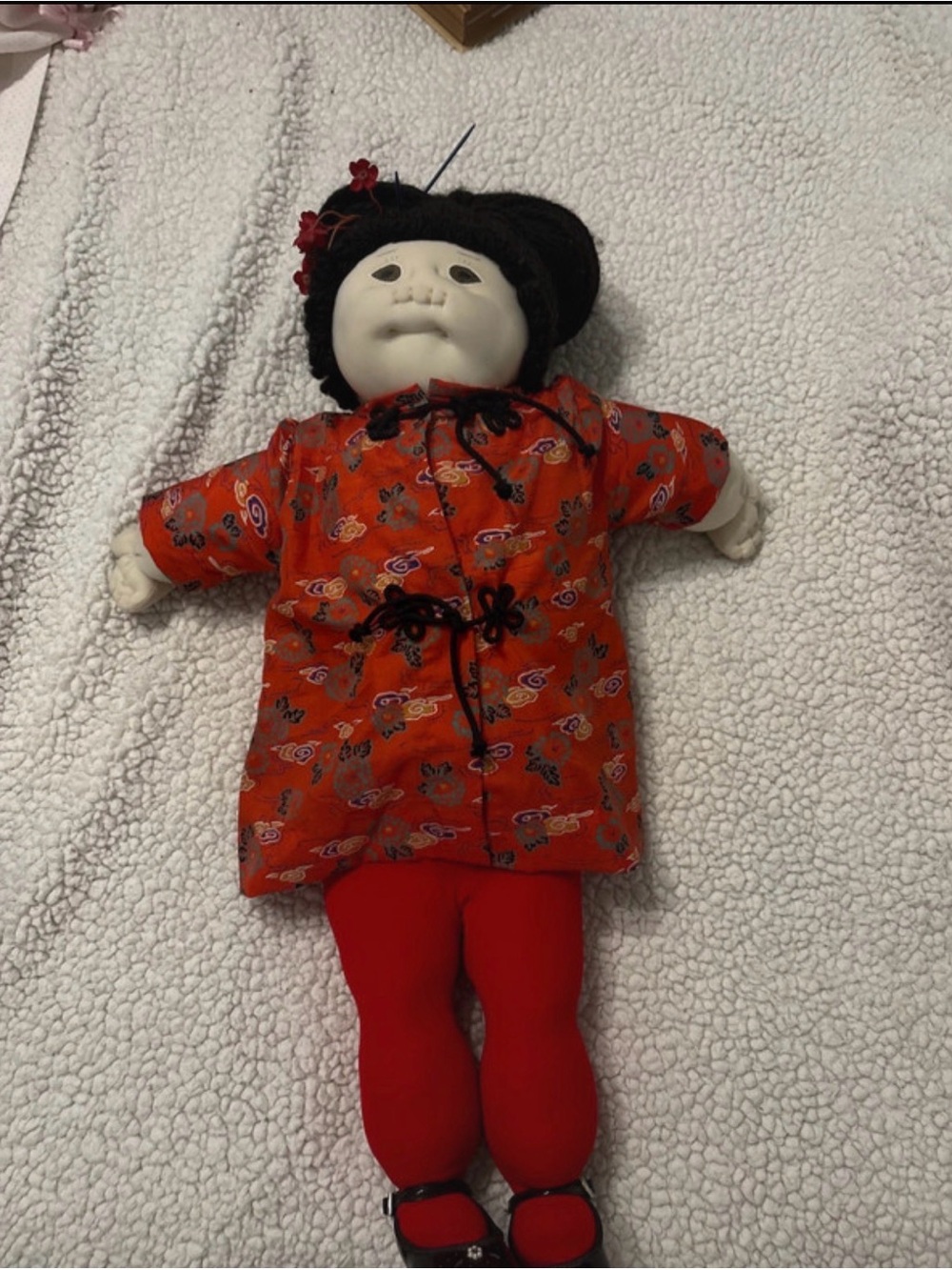 Vintage Handmade Fabric Asian-Style Doll - Kids Toy